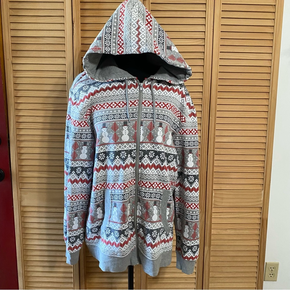 Old River Large Unisex Men's Christmas zip front Hoodie